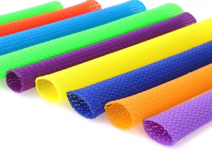 Heavy Duty PET Expandable Braided Sleeving Multi Colors Light Weight UV Resistant
