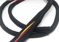 Polyester Braided Split Loom Sleeve , Flexible Cable Self Wrapping Sleeving Custom
