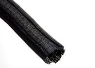 Self Wrapping Split Braided Wire Loom , Polyester Wrap Around Cable Sleeve Black