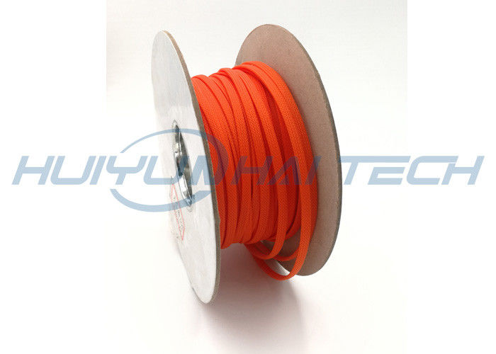 Red Color High Temp Braided Sleeving For Wire / Hose / Cable Harness Protection