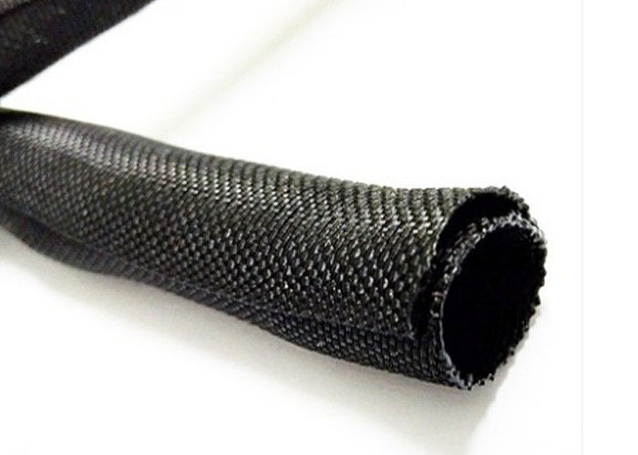 Polyester Braided Split Loom Sleeve , Flexible Cable Self Wrapping Sleeving Custom