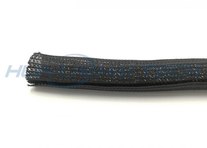 Black Self Wrapping Split Braided Sleeving , Self Closing Sleeve Cable ...