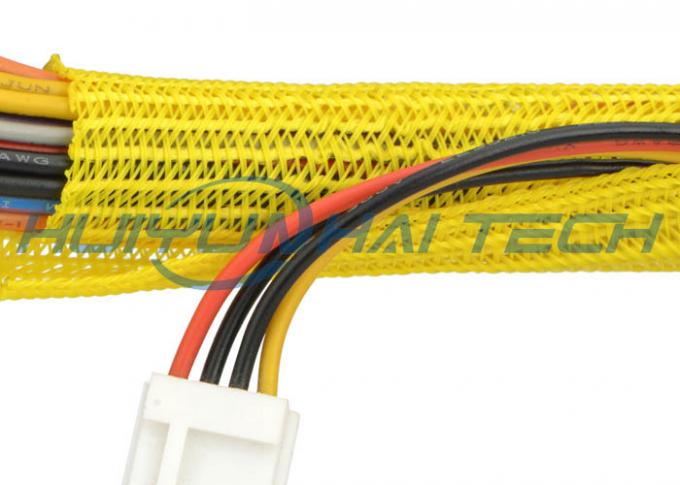 Black PET Self Wrapping Split Braided Sleeving For Cable Management Harness