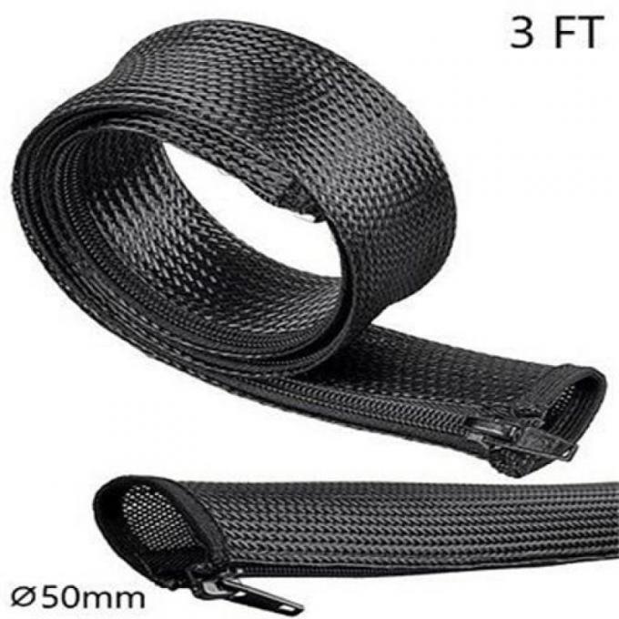 Expandable Zipper Cable Sleeve Braided Wrap For Cables Management