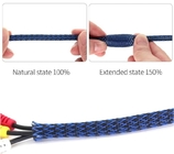 Black And Blue PET Expandable Braided Sleeve Flame Retardant Abrasion Resistant