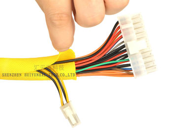 Buy Yellow Color Self Wrapping Split Braided Sleeving For Electrical Wires online manufacture