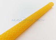 Yellow PET Braided Sleeving , Flame Proof Wrap Around Braided Sleeving