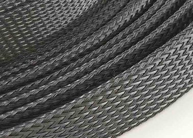 Customized PET Expandable Braided Sleeving , Black Color Flexible Cable Sleeve