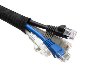 Buy Black PET Expandable Braided Sleeving Wear Resistant For Data / Signal Line online manufacture
