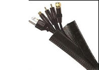 Black Velcro Cable Sleeve PET Material Flame Retardant Flexible For Cable Harness