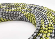 PET PP Yarn Wiring Harness Electrical Braided Sleeving 80mm Yellow Black Color