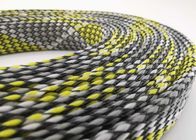 PET PP Yarn Wiring Harness Electrical Braided Sleeving 80mm Yellow Black Color