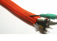 Orange PET Self Wrapping Split Braided Sleeving For Wire Harnesses Protection