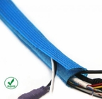 SGS Blue PET Self Wrapping Split Braided Sleeving Abrasion Resistant