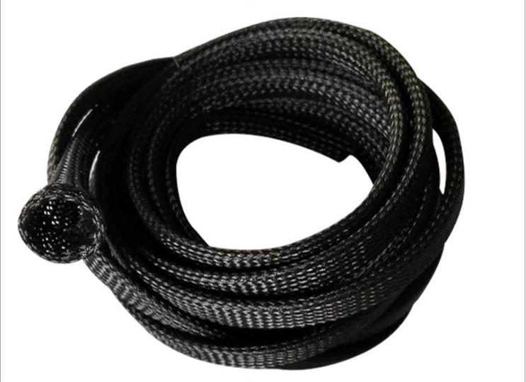 6mm Cable Protection PET Expandable Braided Sleeve Black Color Flame Retardant