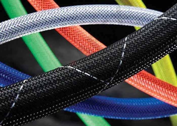 Plastic Braided Computer Cable Sleeves , Expandable Braided Cable Sleeving