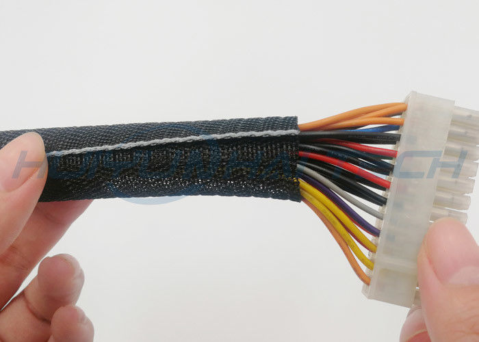 Cables Harness Self Wrapping Braided Sleeving , Split Braided Wire Loom Lightweight