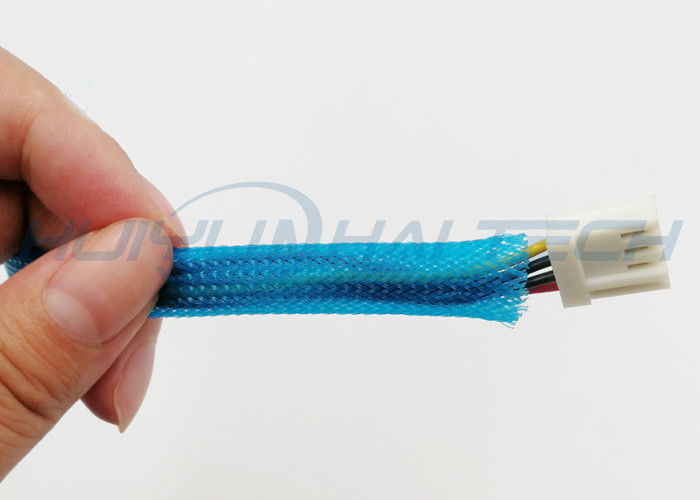 Blue Color PET Expandable Braided Sleeving For PC Wire Cable Harness Management