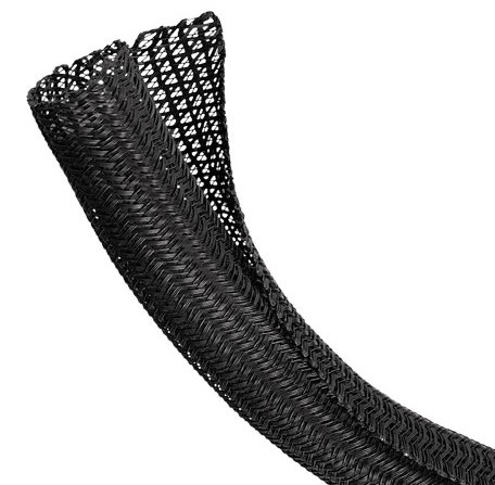 Black PA6 PA66 PPS Self Closing Braided Wire Wrap PET Sleeving