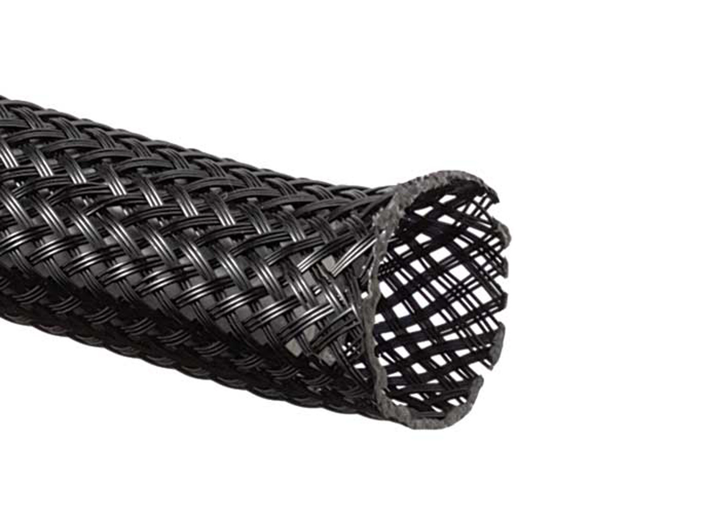 Expandable Black Braided Nylon Sleeve Flexible Custom Diameter High Strength