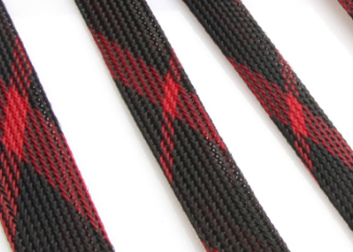 Red / Black Mixture Expandable Braided Polyester Sleeving For Cable ...