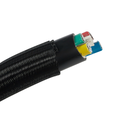 Black Self Closing Wrap PET Braided Sleeve Split Wrap Braided Wire Cable Sleeve