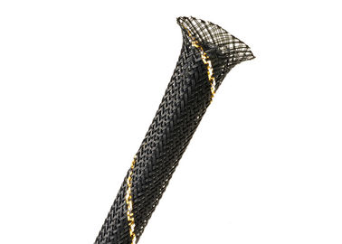 23mm Expandable Braided Cable Sleeving Black PET Monfilament For Cable Management