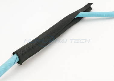 Self Wrapping Woven Cable Sheath , Black / Yellow Wire And Cable Sleeving