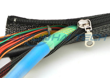 High Flame Retardant Zipper Cable Sleeve Braided Wrap Customized Size Light Weight