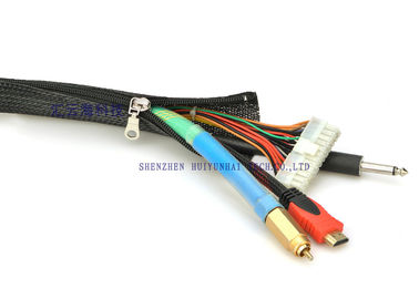 Custom Diameter Zipper Sleeve Braided Wrap For Wire Cable Harness Organizer Easily