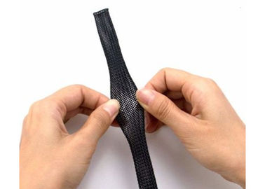 Expandable PET / Nylon / Cotton / Tinned Copper Braided Sleeving For Cable Harness Protection
