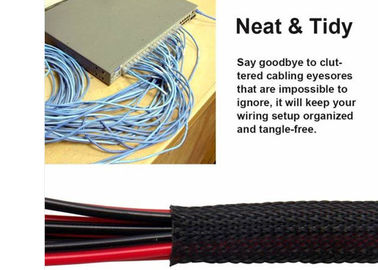 40mm Black PET Expandable Braided Sleeving Cable Management Protection Application