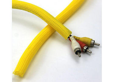 Non Toxic PET Side Opening Self Closing Cable Wrap , Split Braided Wire Loom