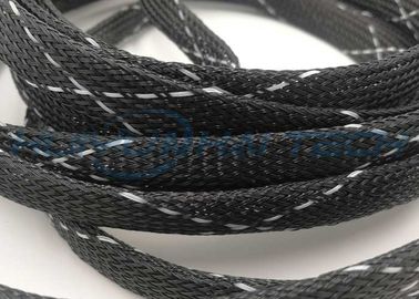 White Black Mixed Cable Management Braided Sleeving For Flexible Cable Harness