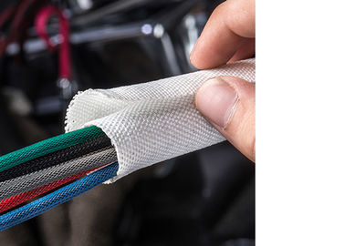 Hot Knife Cutting Cable Protection Sleeve , Self Wrapping Braided Sleeving Custom