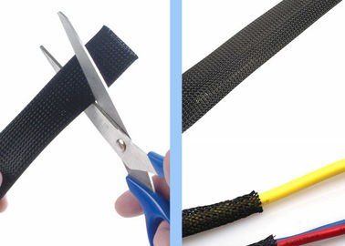 Cable Wire Cover Protection Expandable Wire Sleeving , Braided Wire Loom Custom