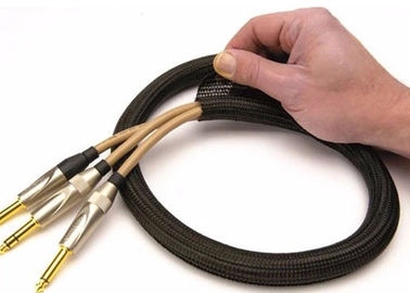 F6 Polyester Self Wrapping Split Braided Sleeving Custom For Wire Cable Harness