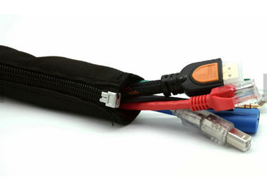 Woven Zip Up Cable Sleeves Braided Wrap Custom Diameter For Cable Tidy Sleeve