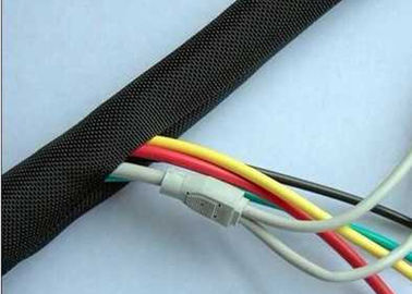 Heat Resistant Split Braided Wire Loom , Wire And Cable Sleeving Custom Size