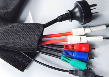 Black Velcro Cable Sleeve PET Material Flame Retardant Flexible For Cable Harness