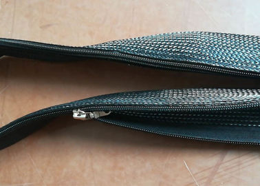 Black Color Zipper Cable Sleeve Braided Wrap Zip Up Cable Tidy Custom Diameter
