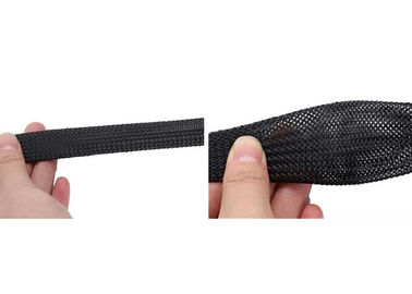 Flexible Flame Resistant Black Color Electrical Braided Sleeving For Cable Harness