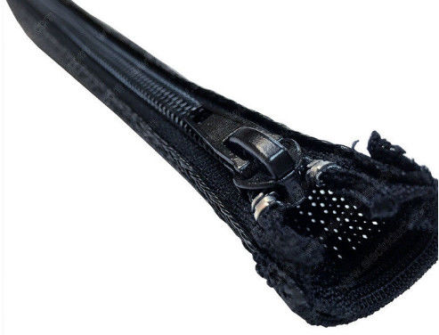 Flexible Black PET Zipper Cable Sleeve Braided Wrap For Wire Protection